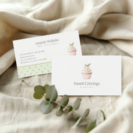 Pastel Cupcoa Sweet Treats Bakery Watercolor Visitkort