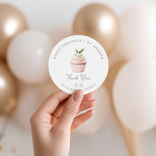 Pastel Cupkaka Bakery Sweery Tack Runt Klistermärke