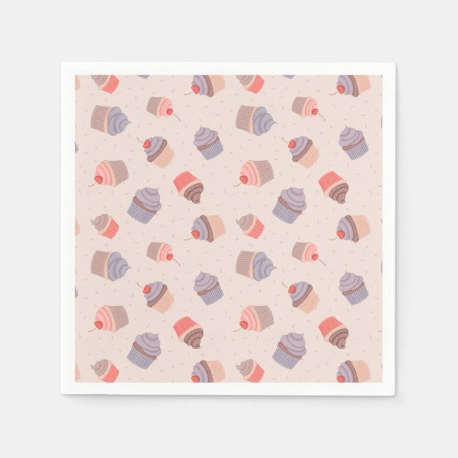 Pastel Cupkaka Confetti Birthday Napkins Pappersservett (Framsidan)