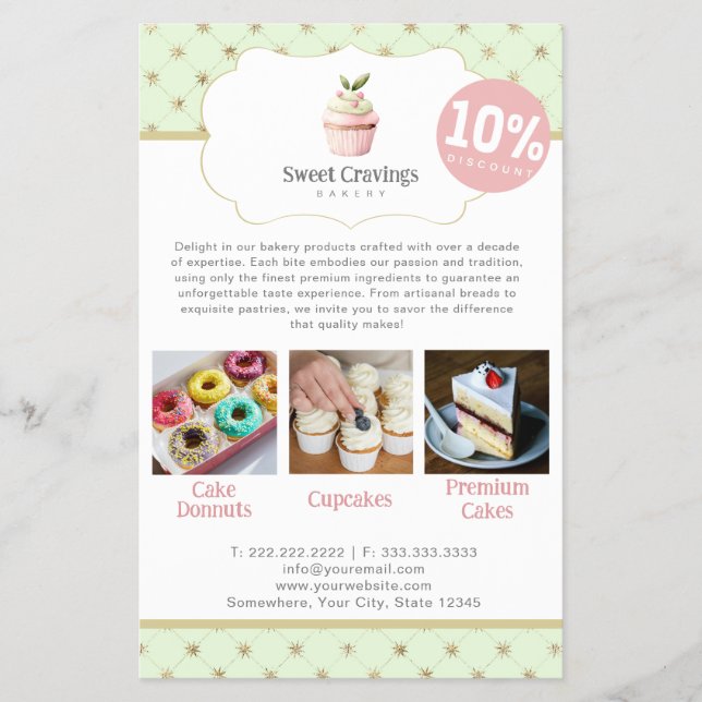 Pastel Cuptårta Söta Treats Bakery Discount Flyer (Framsidan)