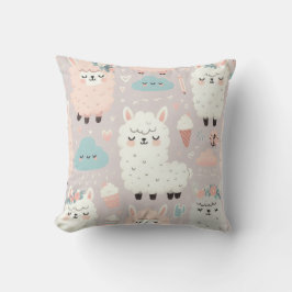 Pastel Cute Alpaca Mönster Kudde