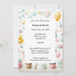 Pastel Cute Baby Shower Inslag Inbjudningar