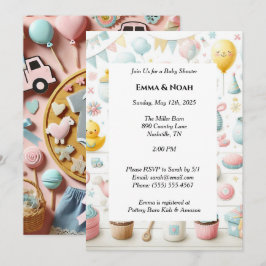 Pastel Cute Baby Shower Inslag Inbjudningar