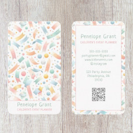 Pastel Cute Confetti Kids Party och händelseplaner Visitkort