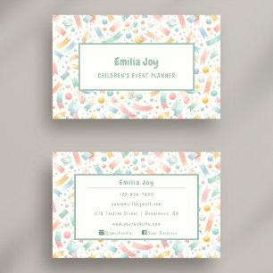 Pastel Cute Confetti Watercolor Party och Event Visitkort