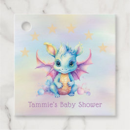 Pastel Cute Dragon Girl Baby Shower Tack Gåvor Etiketter