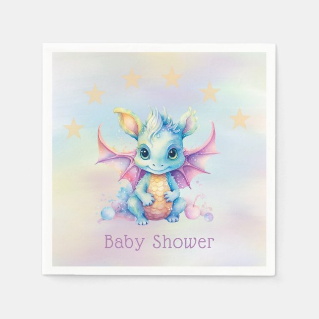 Pastel Cute Dragon Girl Shower Pappersservett (Framsidan)