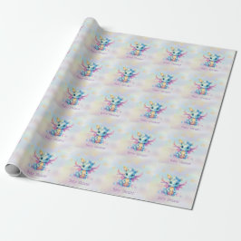 Pastel Cute Dragon Girl Shower Presentpapper