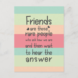 Pastel Cute Friends sällsynt Vänskap Quote Rand Vykort