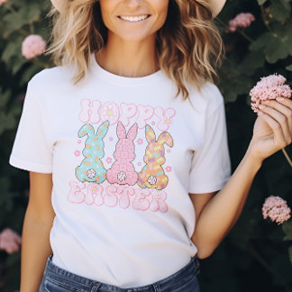 Pastel Cute Groovy Hoppy Påskhare Womens T Shirt