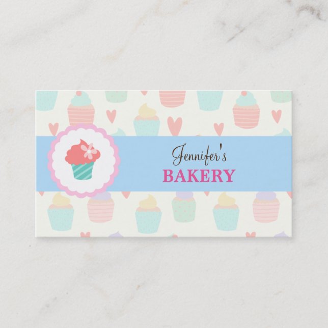 Pastel Cute Kawaii Bakery Business Card Visitkort (Framsida)
