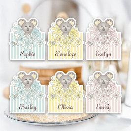 Pastel Cute Koala Animal Kids Namn Party Favor Klistermärken