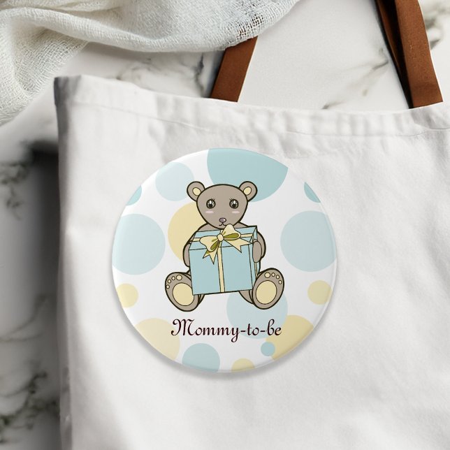 Pastel Cute Nalle Baby Shower Mamma to be Knapp (Skapare uppladdad)