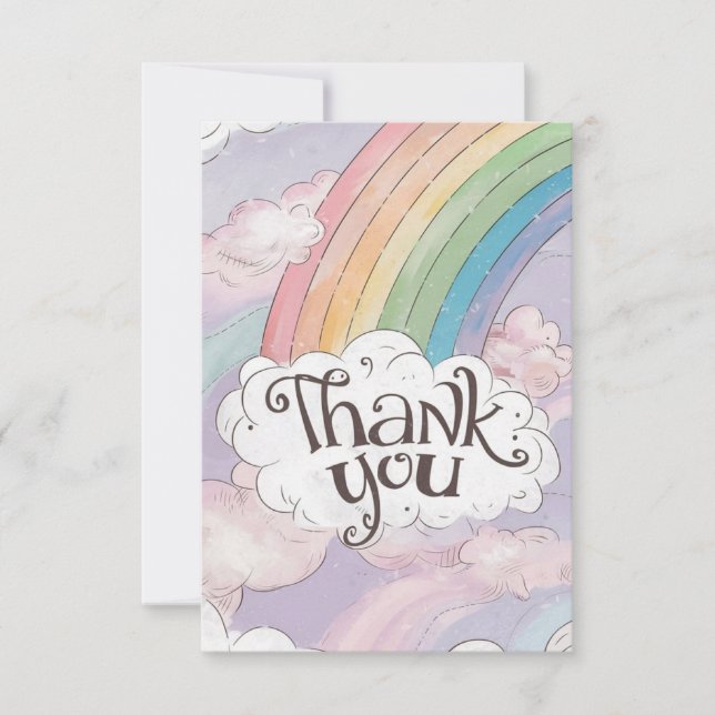 Pastel Cute Rainbow and Clouds Tack Kort (Framsida)