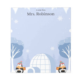 Pastel Cute Reindeer Christmas Teacher Notepad Anteckningsblock