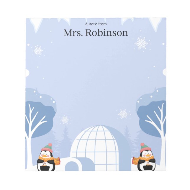 Pastel Cute Reindeer Christmas Teacher Notepad Anteckningsblock (Framsida)