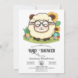 Pastel Cute Sheep Baby Shower Inbjudningar