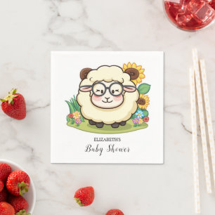 Pastel Cute Sheep Baby Shower Pappersservett