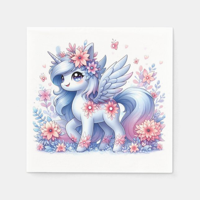 Pastel Cute Unicorn Baby Shower Pappersservett (Framsidan)
