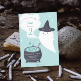 Pastel Cute Witch Ghost Halloween Birthday Inbjudningar