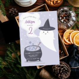 Pastel Cute Witch Ghost Halloween Birthday Inbjudningar