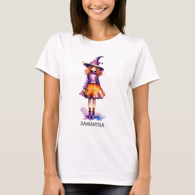 Pastel Cute Witch Girl - Halloween Aesthetic (2) T Shirt (Framsida)