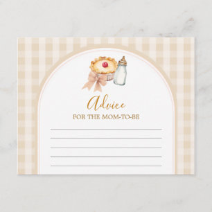 Pastel Cutie Paj Gingham Baby Shower Advice Mamma Tilläggskort