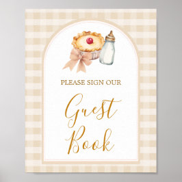 Pastel Cutie Paj Gingham Baby Shower Guest Bok Poster