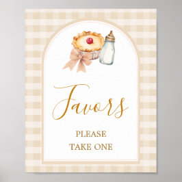 Pastel Cutie Paj Gingham Fall Baby Shower Favues f Poster