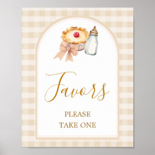 Pastel Cutie Paj Gingham Fall Baby Shower Favues f Poster