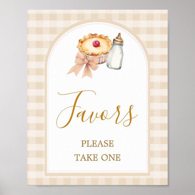 Pastel Cutie Paj Gingham Fall Baby Shower Favues f Poster (Framsidan)
