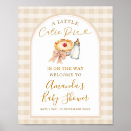 Pastel Cutie Paj Gingham Fall Baby Shower Välkomme Poster