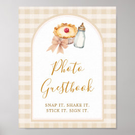 Pastel Cutie Paj Gingham Fall Photo Guestbook Poster