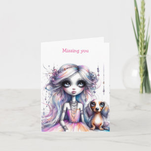 Pastel Dachshund Card saknas Kort