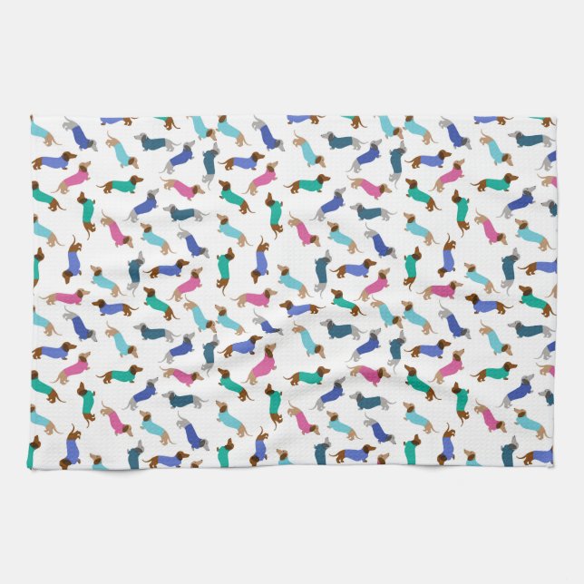 Pastel Dachshund Dish Towel Kökshandduk (Horisontell)