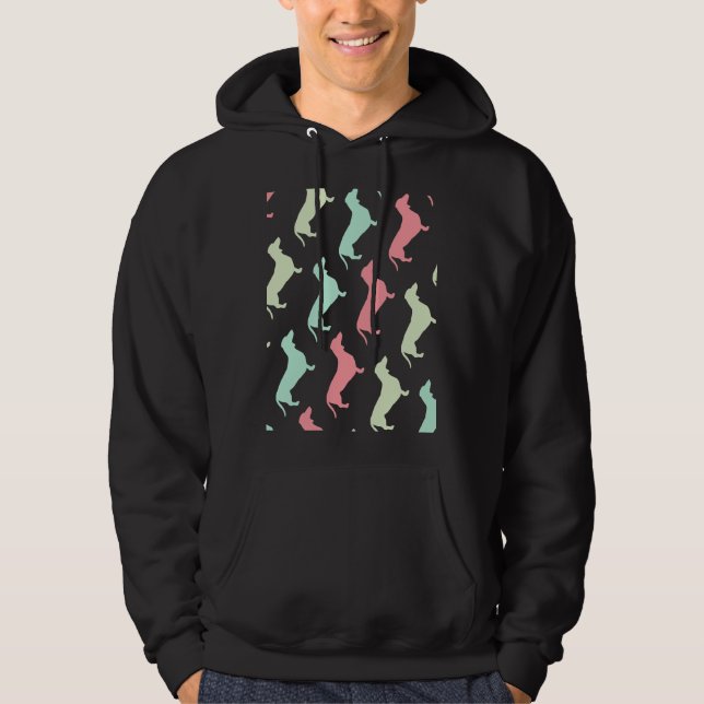 Pastel Dachshund Hund Mönster Hoodie (Framsida)