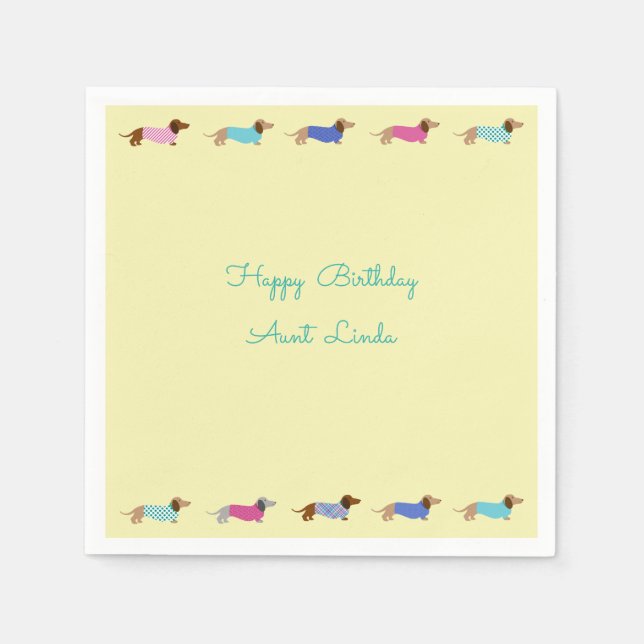 Pastel Dachshund Pappra Party Napkins Pappersservett (Framsidan)