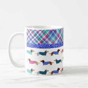 Pastel Dachshund Play Glitter Mugg