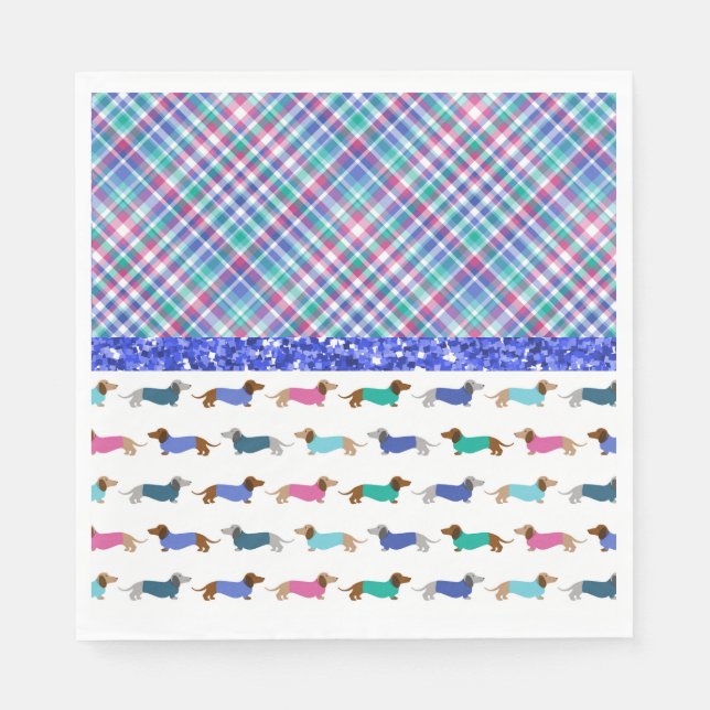 Pastel Dachshund Play Pappra Napkins Pappersservett (Framsidan)