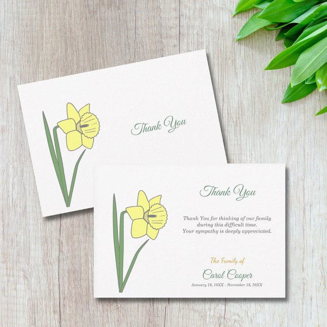 Pastel Daffodil Tackkort-kort Tack Kort (Pastel Daffodil Funeral Thank You Note Card)