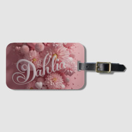 Pastel Dahlia Bloom Art with Hearts Bagagebricka