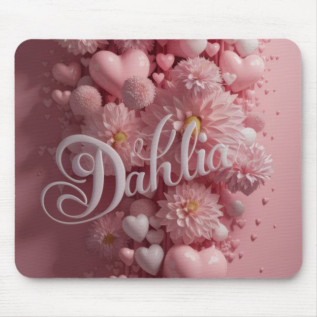 Pastel Dahlia Bloom Art with Hearts Musmatta (Framsidan)