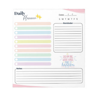 Pastel Daily Planner - To do list, reminder & note Anteckningsblock