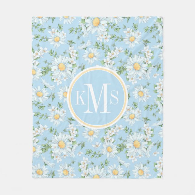 Pastel Daisy Blomsterträdgård Mönster Fleecefilt (Framsidan)