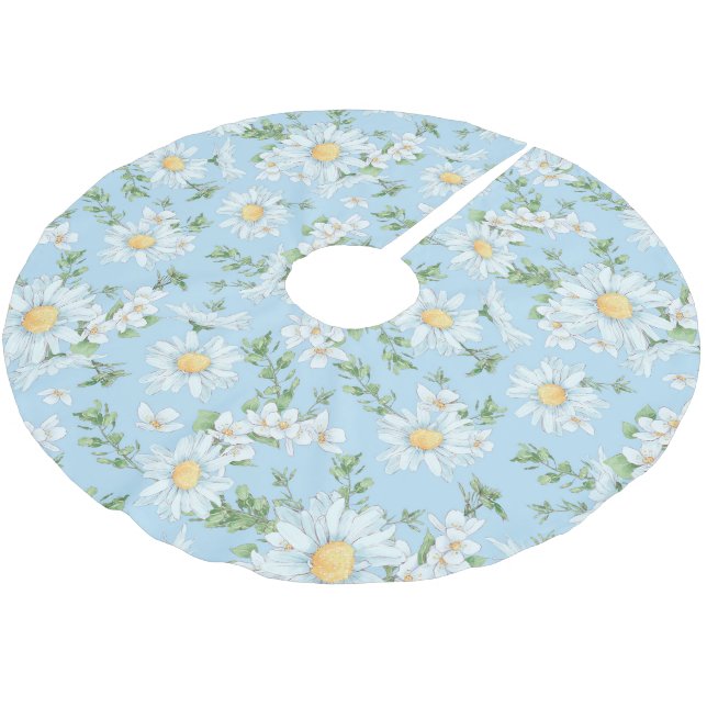 Pastel Daisy Blomsterträdgård Mönster Julgransmatta Borstad Polyester (Vinklad)
