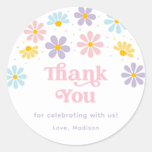 Pastel Daisy Flower Birthday Classic Round Sticker Runt Klistermärke