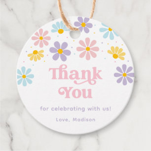 Pastel Daisy Flower Birthday Gåvor Etiketter