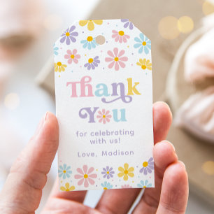 Pastel Daisy Flower Birthday Presentetikett