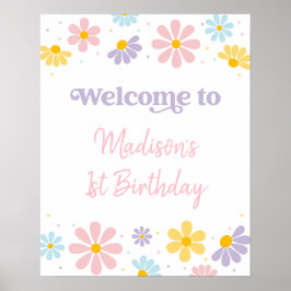 Pastel Daisy Flower Birthday Välkommen Poster