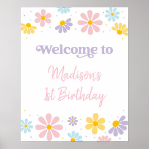 Pastel Daisy Flower Birthday Välkommen Poster